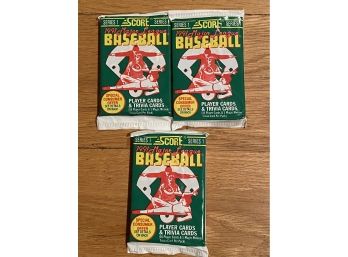 1991 Score Baseball Card Packs Lot Of 3