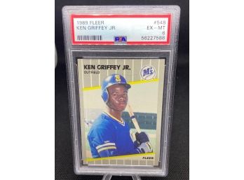 KEN GRIFFEY JR. Mariners HOF 1989 Fleer Rookie RC Card #548 - PSA 6