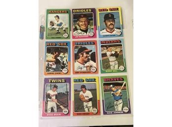 1975 Topps Baseball Cards - 9 Card Lot