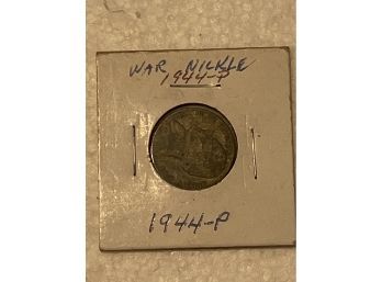 1944 War Nickle With Large P Over Monticello