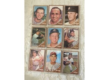 1962 Topps Baseball Card Lot Of 9