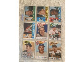1960 Topps Baseball Card Lot Of 9
