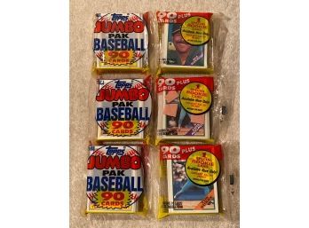 1988 Topps Baseball Jumbo Pack Lot Of 3