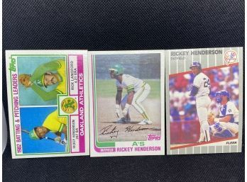 Rickey Henderson Baseball Card Lot Of 3