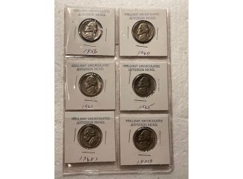 Brilliant Uncirculated Jefferson Nickels - 6 Coins