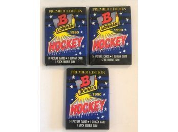 1990 Bowman Hockey Wax Packs Lot Of 3