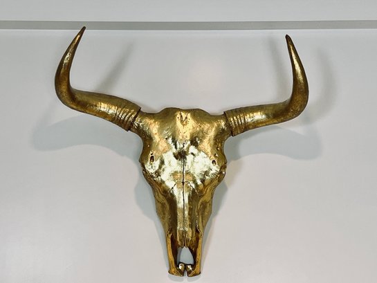 Lifesize Resin Bull Head Wall Decor - Painted Gold