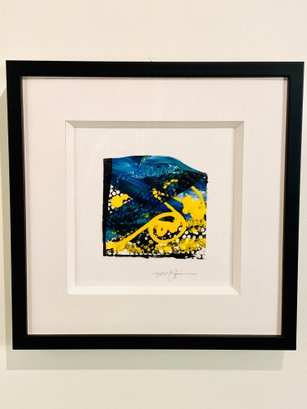 Signed, Framed Abstract Mark Zimmerman Acrylic On Paper 'Aquatic Life #1'