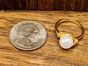 7mm White Cultured Freshwater Pearl Yellow Gp Over Sterling Silver Ring - Size 5.75