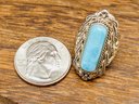 Southwest Style Turquoise Sterling Silver Ring - Size 4