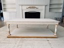 White Wash Wood With Distressed Gold, Carved Trim Coffee Table