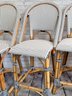 Set Of Four Serena And Lily Counter Height Woven Stools  - Navy And White