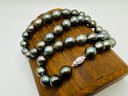 11-13mm Cultured Tahitian Pearl Rhodium Over Sterling Silver 24' Strand Necklace