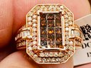 Red And White Diamond Ring 10k Rose Gold 1.50ctw - Size 6
