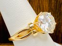 4.77ct Round Fabulite Strontium Titanate 18k Yellow Gold Over Sterling Silver Solitaire Ring - Size 6