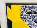 Signed, Framed Abstract Mark Zimmerman Acrylic On Paper 'Signal, Flag Yellow/Blue'