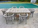 Outdoor Teak Dining Set With 6 Chairs Shows Signs Of Use
