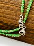 Pair Of 18' Green Beryl Rhodium Over Sterling Silver Beaded Necklaces