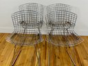 Set Of 4 Chrome Metal Bertoia Chairs - Vintage - No Cushions