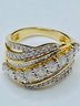 1.25ctw Round And Baguette White Diamond 10k Yellow Gold Ring - Size 6