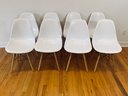 Set Of 8 White Composite And Wood Legged Chairs