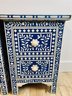 Pair Of Stunning Two Drawer Bone-Inlay Nightstands With Floral Pattern