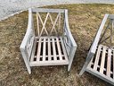 Frontgate Teak Outdoor Living Set - Two Arm Chairs And One Love Seat