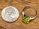 Green Peridot Rhodium Over Sterling Silver Ring - Size 6