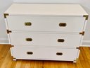 Pottery Barn Kids White Lacquer 3 Drawer Campaign Chest With Brass Detail