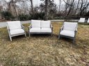Frontgate Teak Outdoor Living Set - Two Arm Chairs And One Love Seat