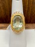 6.80ct Oval Prasiolite With .84ctw Round White Zircon 18k Yellow Gold Over Sterling Silver Ring -size 6