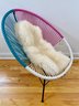 Single Multi Color Chair With Purple, Teal And White Mesh With Sheepskin Padding