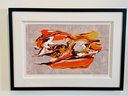 Signed, Framed Abstract Mark Zimmerman Acrylic On Paper 'Forbidden City - Umber/Orange'
