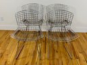 Set Of 4 Chrome Metal Bertoia Chairs - Vintage - No Cushions