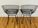 Pair Of Black Metal Bertoia Side Chairs - Vintage - No Cushions