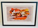 Signed, Framed Abstract Mark Zimmerman Acrylic On Paper 'Forbidden City - Umber/Orange'