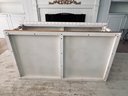 White Wash Wood With Distressed Gold, Carved Trim Coffee Table