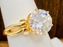 4.77ct Round Fabulite Strontium Titanate 18k Yellow Gold Over Sterling Silver Solitaire Ring - Size 6