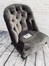 Gray Velour Carlyle Custom Convertibles Chair With Carved Wood Feet