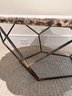 Faux Stone Top Metal Palacek Pentagon Framed Coffee Table