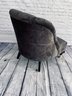 Gray Velour Carlyle Custom Convertibles Chair With Carved Wood Feet