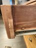Pottery Barn Six Drawer Barnwood Desk With Leather Inset With 6 Drawers And Side Cabinets