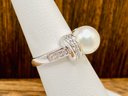 7mm White Cultured Freshwater Pearl Rhodium Over Sterling Silver Ring -  Size 5
