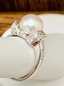 7mm White Cultured Freshwater Pearl Rhodium Over Sterling Silver Ring -  Size 5