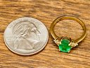 1.10ct Oval Ethiopian Emerald And .10ctw Round White Zircon 10k Yellow Gold Ring - Size 6