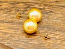 10-13mm Golden Cultured South Sea Pearl Gold Plated Clasp 18in Strand Necklace, 14k Earrings And Ring - Size 6