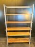 Modern Cable Shelving Unit With Walnut Shelves And Brushed Metal Frame