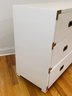 Pottery Barn Kids White Lacquer 3 Drawer Campaign Chest With Brass Detail