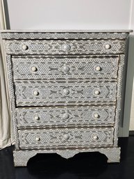 Antique Marble Topped Inlay 5 Drawer Dresser