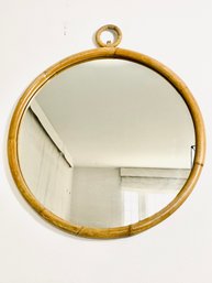 Bamboo Frame Round Mirror With Round Hanging Eye